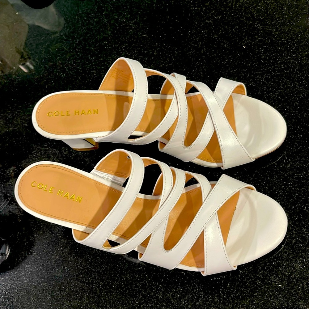 SOLD***Cole Haan soft white strappy heels!